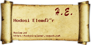 Hodosi Elemér névjegykártya